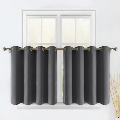 HOMEIDEAS 2 Panels Blackout Valance 24 inch Burgundy 52X24