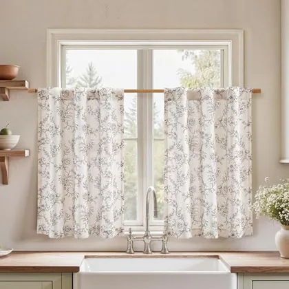 HOMEIDEAS Floral Kitchen Curtains