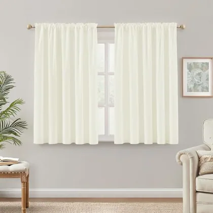 HOMEIDEAS Non-See-Through Ivory Privacy Semi Sheer Curtains
