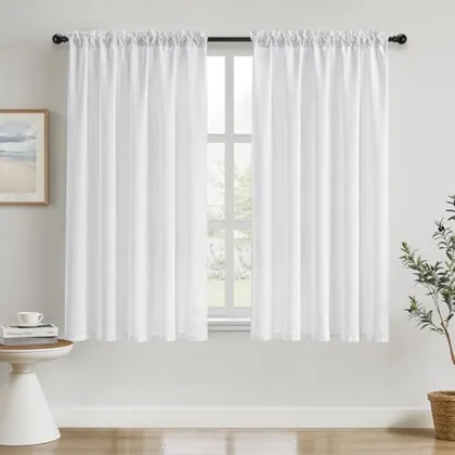 HOMEIDEAS Non-See-Through White Semi Sheer Curtains