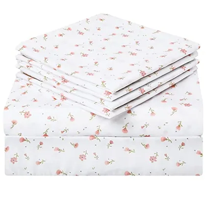 HOMEIDEAS 6 Piece Printed Queen Size Bed Sheets