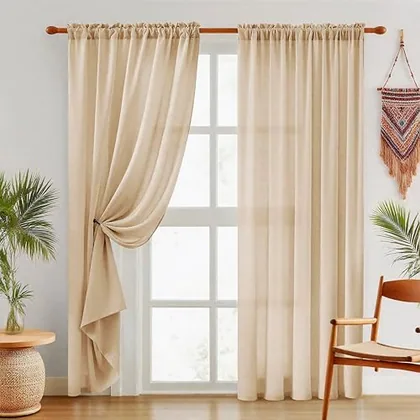 HOMEIDEAS Non See Through Privacy Sheer Curtains