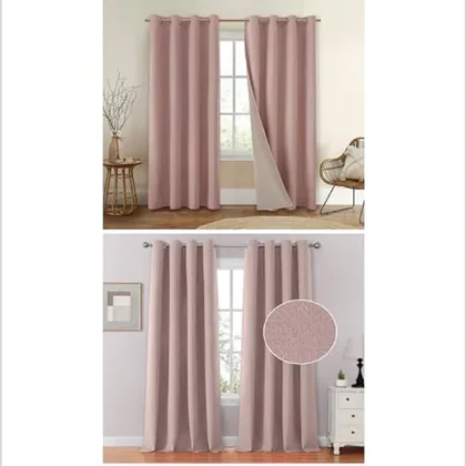 HOMEIDEAS Full Blackout Curtains Faux Linen Curtains Blush Pink Room