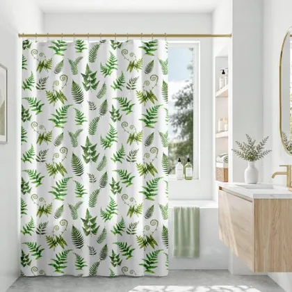 HOMEIDEAS Green Tropical Leaf Shower Curtain 72×78 Inch
