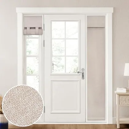 HOMEIDEAS 100% Blackout Linen Sidelight Curtains for Front Door W12xL68 Inch