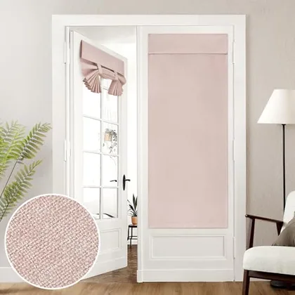 HOMEIDEAS 100% Blackout Linen Door Curtains for French Door 26x68 Inch