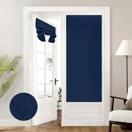 HOMEIDEAS 100% Blackout Linen Door Curtains for French Door 26x68 Inch