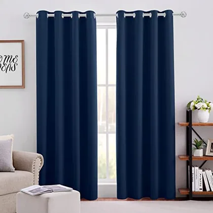 HOMEIDEAS Dark Navy Blackout Curtains for Bedroom 52 X 84 Inch Length 2