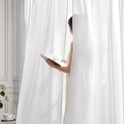 HOMEIDEAS Non-See-Through White Semi Sheer Curtains