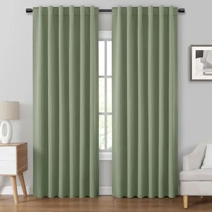 HOMEIDEAS Sage Green Blackout Curtains