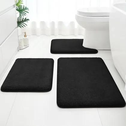 HOMEIDEAS 3 Piece Bathroom Rugs Set