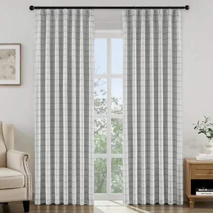 HOMEIDEAS Pinch Pleated 100% Blackout Curtains 40x108 Inch Grey 2 Panels