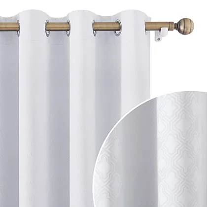 HOMEIDEAS Greyish White Blackout Curtains 52 x 108 Inch Geometric Moroccan
