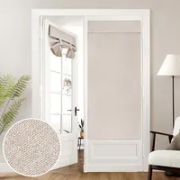 HOMEIDEAS 100% Blackout Linen Door Curtains for French Door 30x68 Inch