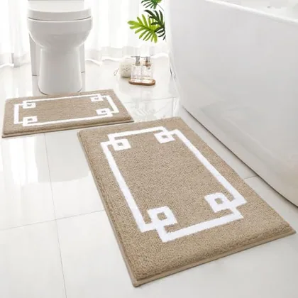 HOMEIDEAS Khaki Bathroom Rugs Set 2 Piece