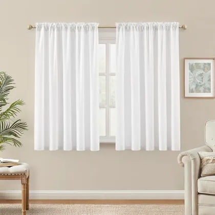 HOMEIDEAS Non-See-Through White Privacy Semi Sheer Curtains