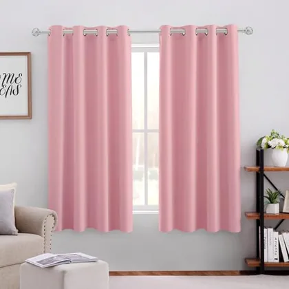 HOMEIDEAS Baby Pink Blackout Curtains for Kids