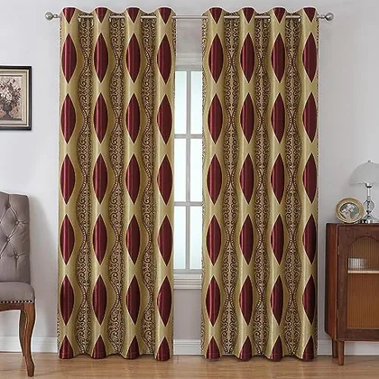 HOMEIDEAS Burgundy and Gold Curtains for Living Room