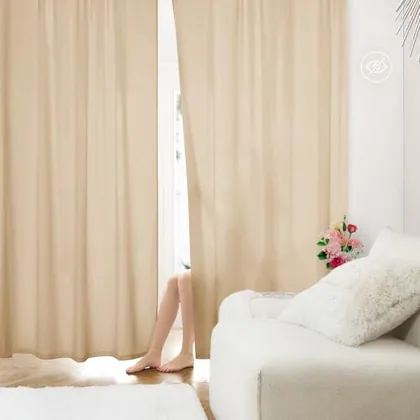 HOMEIDEAS Non-See-Through Beige/Taupe Privacy Sheer Curtains