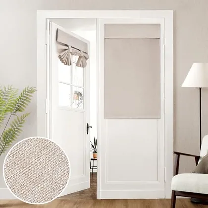 HOMEIDEAS 100% Blackout Linen Door Curtains for French Door 26x40 Inch
