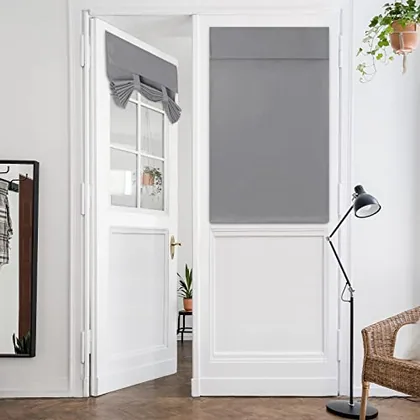HOMEIDEAS Blackout Door Curtains for French Door 30x40 Inch Light Grey