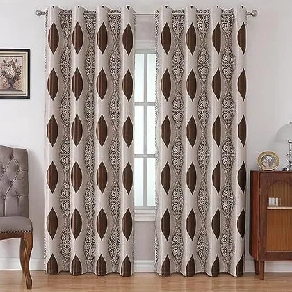 HOMEIDEAS Brown and Beige Curtains for Living Room