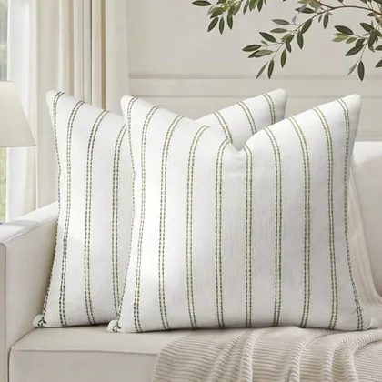 HOMEIDEAS Decorative Sage Green Throw Pillow Covers 20x20 Set of 2
