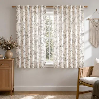 HOMEIDEAS Floral Linen Curtains