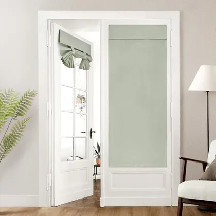 HOMEIDEAS 100% Blackout Linen Door Curtains for French Door 26x68 Inch
