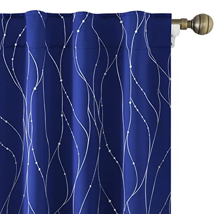 HOMEIDEAS Burgundy Red Blackout Curtains 52 X 84 Inch Length 2 Panels Silver