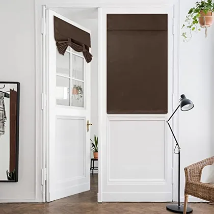 HOMEIDEAS Blackout Door Curtains for French Door 26x40 Inch Chocolate