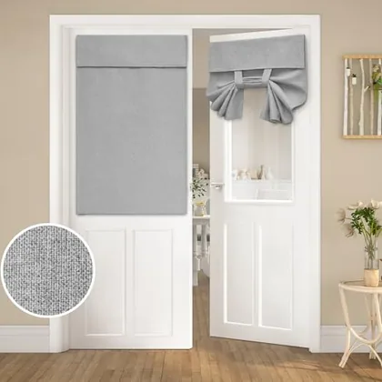 HOMEIDEAS Blackout Door Curtains for French Door 26x40 Inch Light Grey