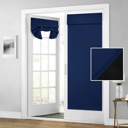 HOMEIDEAS 100% Blackout Door Curtains for French Door 26x68 Inch