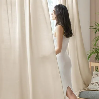 HOMEIDEAS Non See Through Privacy Sheer Curtains