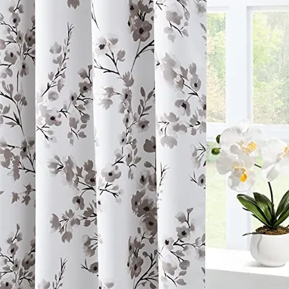 HOMEIDEAS Taupe Floral Blackout Curtains