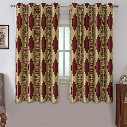 HOMEIDEAS Burgundy and Gold Curtains for Living Room