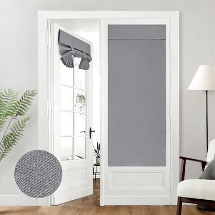 HOMEIDEAS 100% Blackout Linen Door Curtains for French Door 26x68 Inch