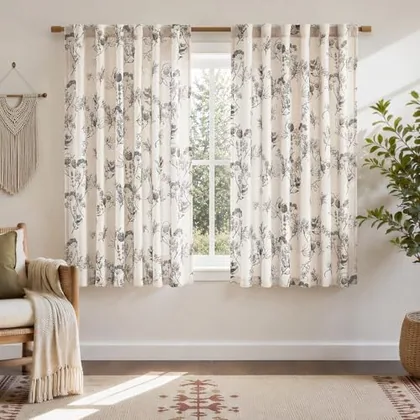 HOMEIDEAS Floral Linen Curtains