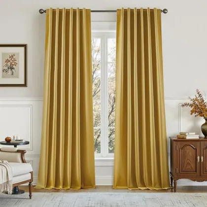 HOMEIDEAS 100% Blackout Polyester Curtains