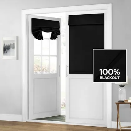 HOMEIDEAS 100% Blackout Door Curtains for French Door 26x40 Inch