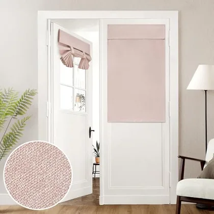 HOMEIDEAS 100% Blackout Linen Door Curtains for French Door 26x40 Inch