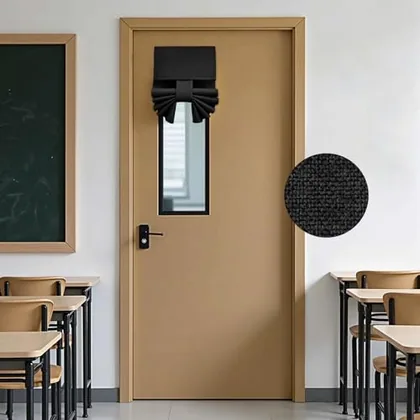 HOMEIDEAS 100% Blackout Linen Door Curtains for Classroom Door 8x36 Inch