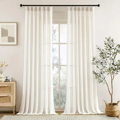 HOMEIDEAS Pinch Pleated Sheer Curtains 108 Inch
