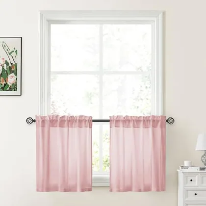 HOMEIDEAS Non-See-Through Light Pink Privacy Sheer Curtains