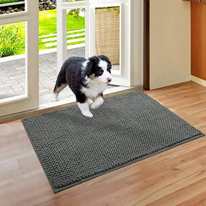 HOMEIDEAS Absorbent Chenille Door Mat Indoor for Entryway