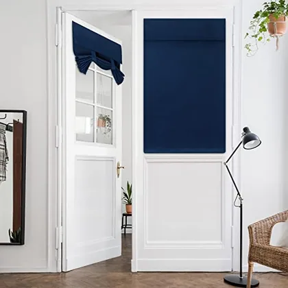 HOMEIDEAS Blackout Door Curtains for French Door 26x40 Inch Navy