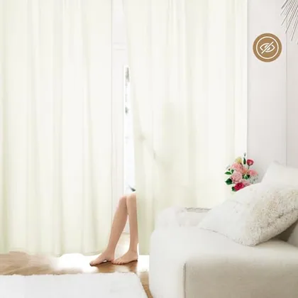 HOMEIDEAS Non-See-Through Ivory Privacy Sheer Curtains