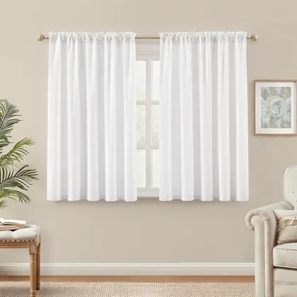 HOMEIDEAS Non-See-Through White Privacy Semi Sheer Curtains