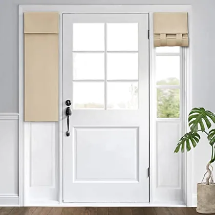 HOMEIDEAS Blackout Door Curtains for Sidelight 12x40 Inch Beige