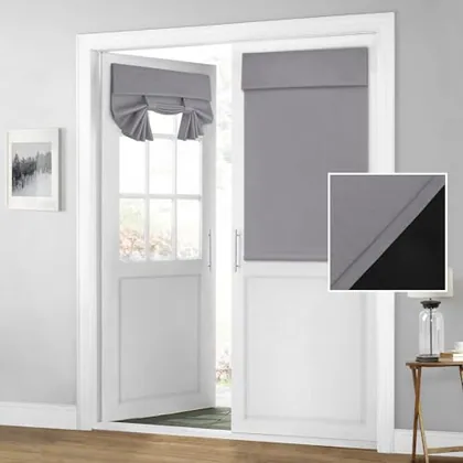 HOMEIDEAS 100% Blackout Door Curtains for French Door 26x40 Inch